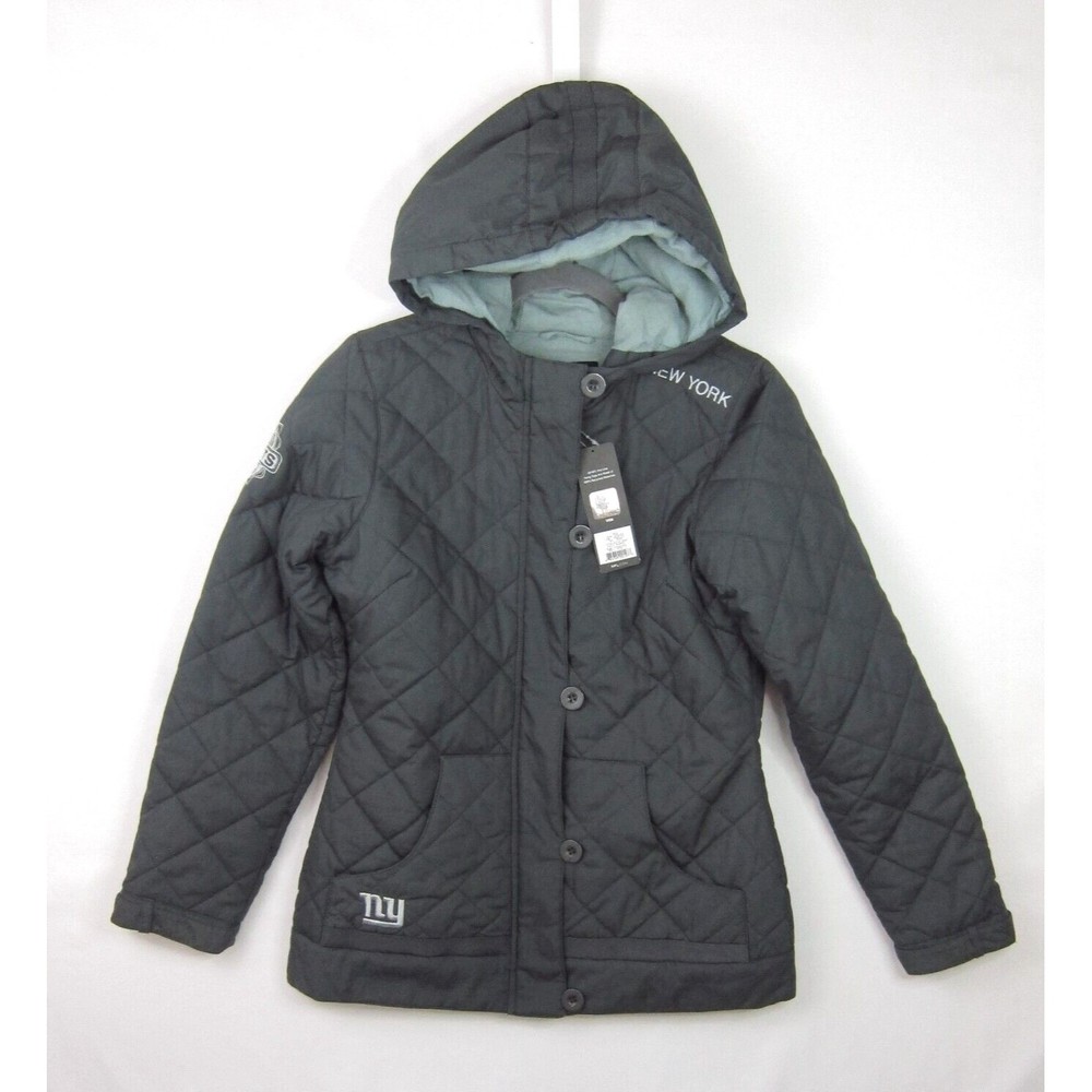 Womens New York Giants NFL Pro Line Full Zip Jacket Coat Hooded Cotton Quilted S